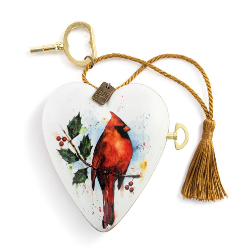 Demdaco Art Heart | Cardinal w/ Holly
