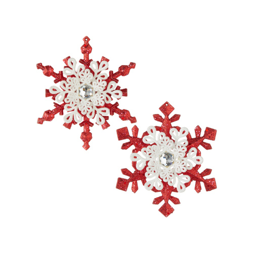 Raz | Dashing Through the Snow | Red & White Snowflake Ornament