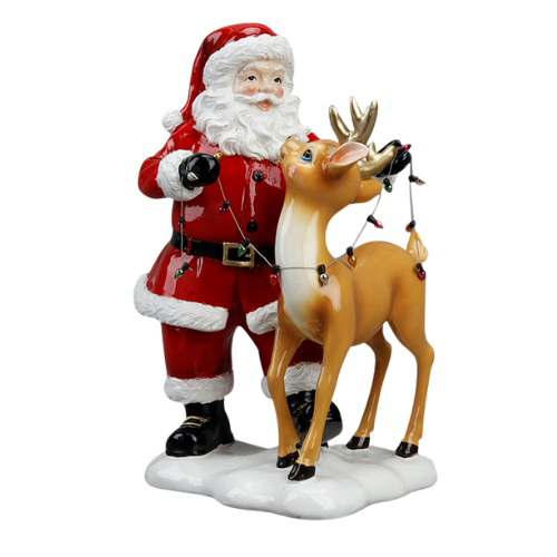 Retro Santa w/ Deer