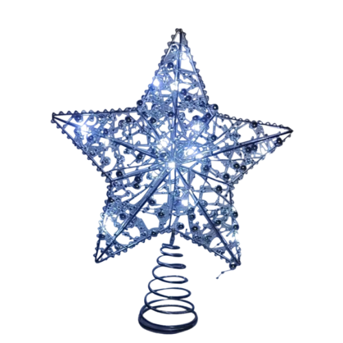 Silver TreeTopper Star w/ Beads