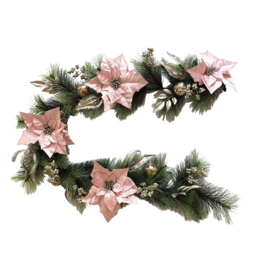 Pink Christmas Pine Garland