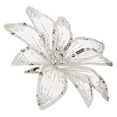 Raz | Holiday Cheers | Silver Poinsettia