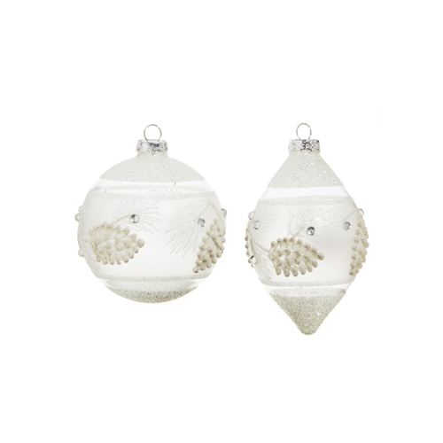 White Pinecone Hanging Ornaments