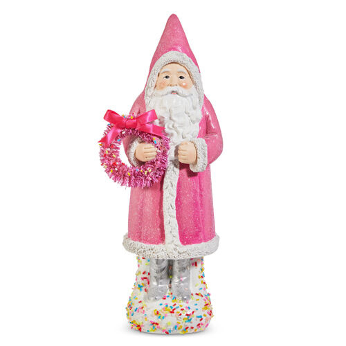 Pink Sprinkle Santa w/ Wreath