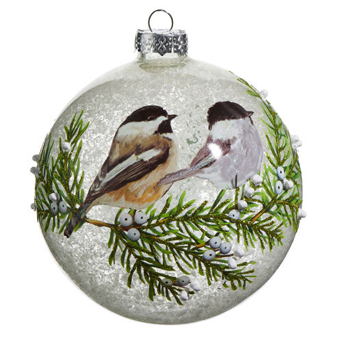 Chickadee Glass Bauble 
