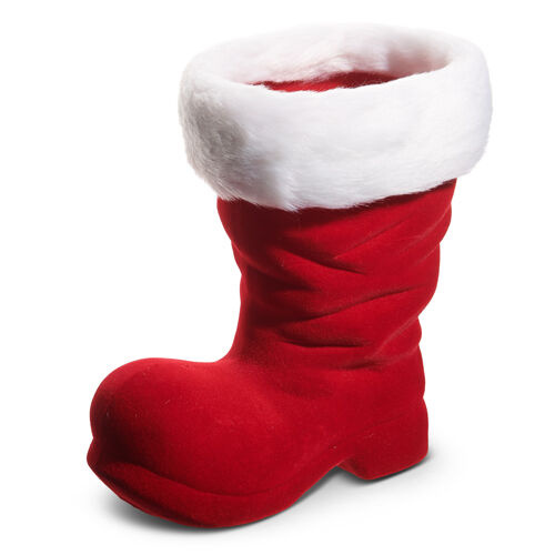 Red Flocked Santa Boot