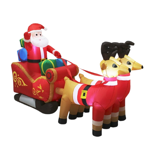 Santa Sleigh W/ Reindeer | Inflatable