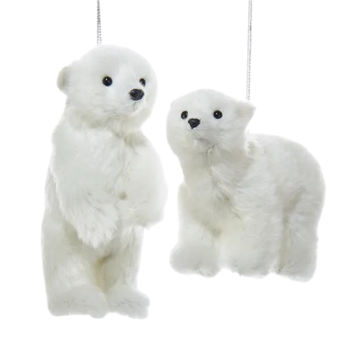 Furry Polar Bear Ornaments