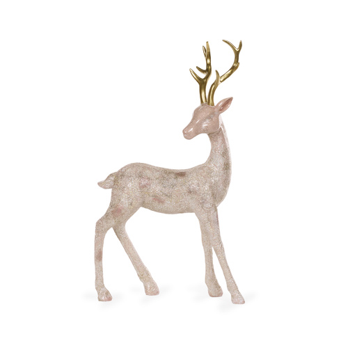 Metallic Pink Lace Standing Reindeer