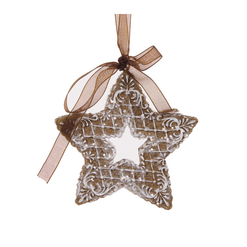 Piped Gingerbread Star  Ornament