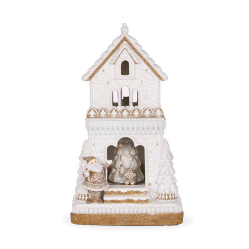 Elaborate Gingerbread House w/ Santa