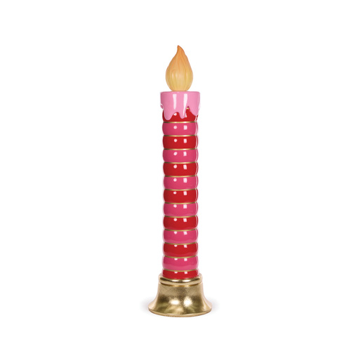 Led Pink & Red Ribbed Candle