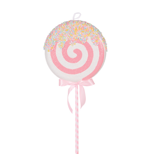 Iced Sprinkle Pink Swirl Lollypop