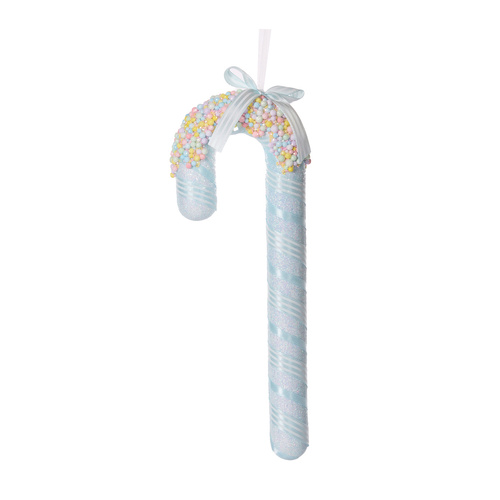 Iced Sprinkle Blue CandyCane Ornament | Lge