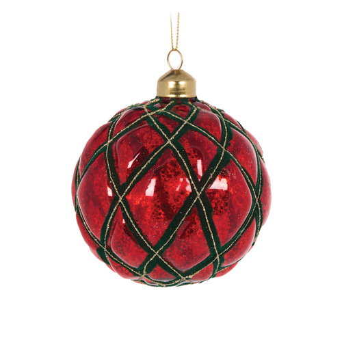 Red & Green Quilted Bauble