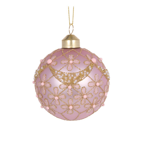 Matte Pink Gold Scalloped Floral Bauble