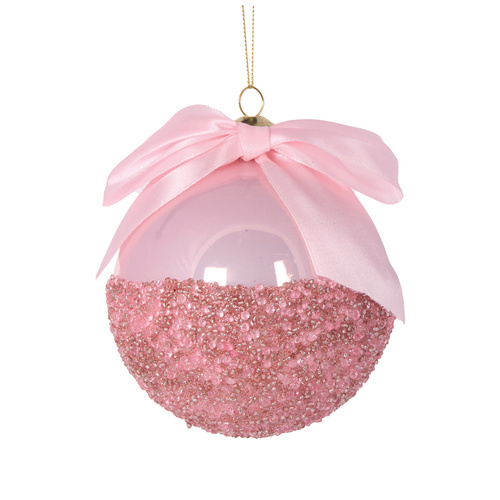 Blush Glitter Bow Bauble