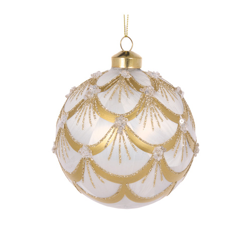 White & Gold Scalloped Bauble
