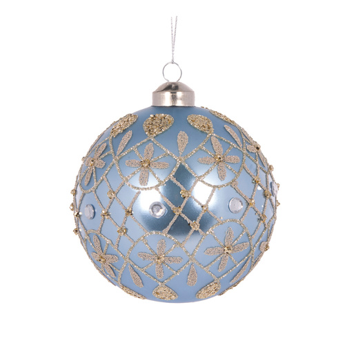 Blue Quilted Fleur Bauble