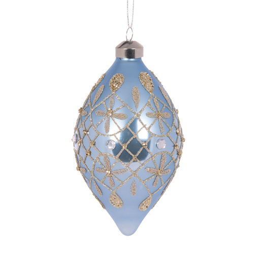 Blue Quilted Fleur Drop Bauble