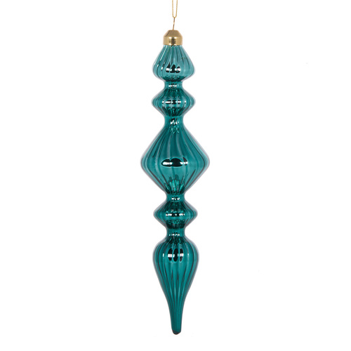 Retro Aqua Ribbed Finial