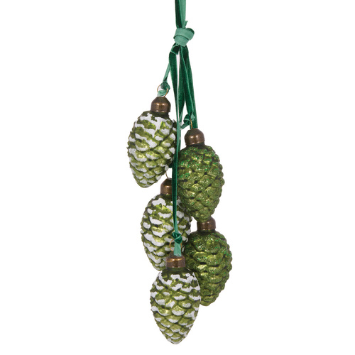 Frosted Green Pinecone Cluster