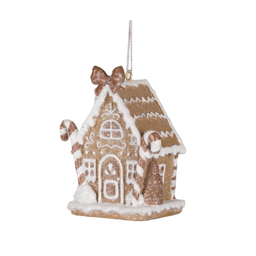 Piped Gingerbread CanyCane House Ornament