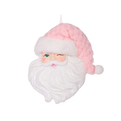 Pink Winking Santa Ornament