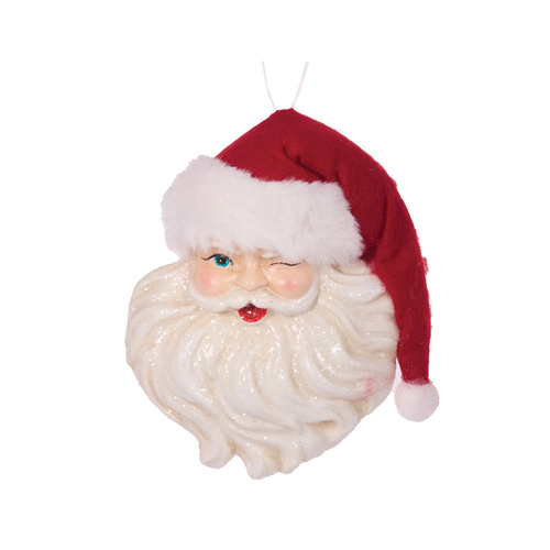 Red Winking Santa Ornament