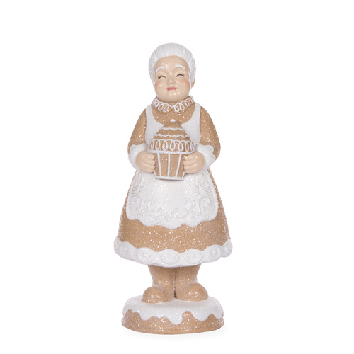 Piped Gingerbread Mrs Claus w/ Cake