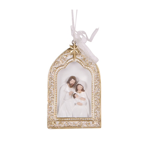 White & Gold Nativity Arch Ornament