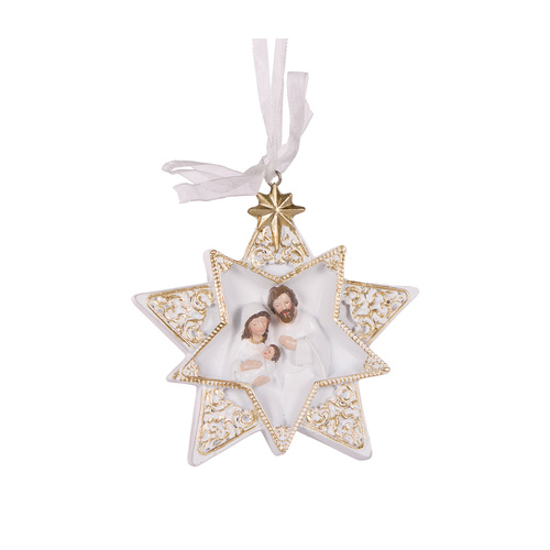 White & Gold Nativity Star Ornament