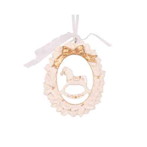 Ivory & Gold Rocking Horse Ornament