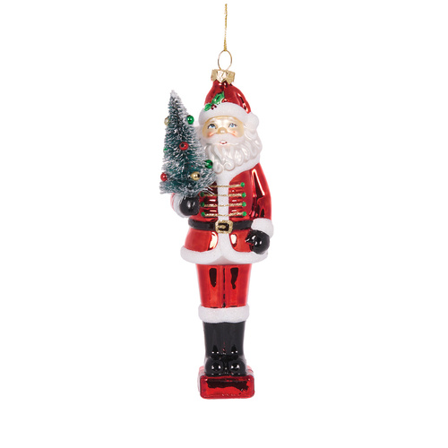 Glass Santa w/ Tree Ornament
