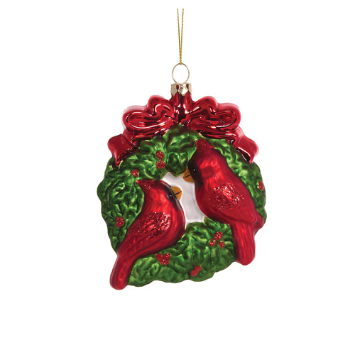Glass Cardinal Pair Ornament