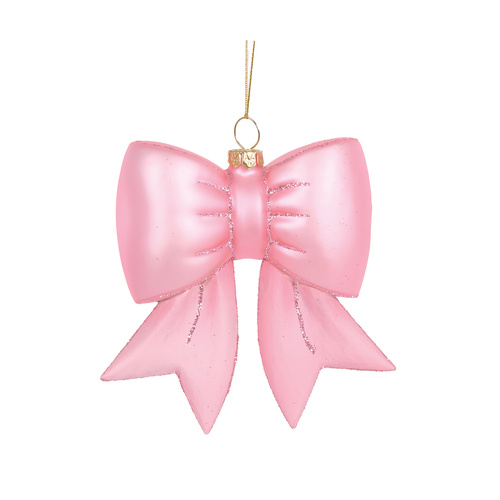 Glass Pink Bow Ornament