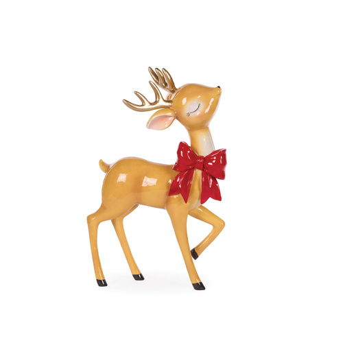 Standing Retro Reindeer w/ Bow