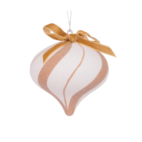White Gingerbread Swirl Onion Bauble