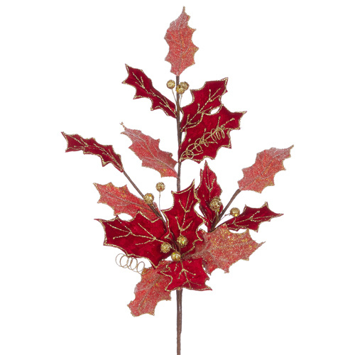 Raz | Classic Carols | Glittered Holly Spray
