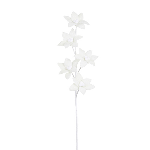 Raz | Jingle & Cocoa | White Poinsettia Spray