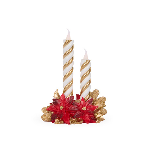 LED Red & White Poinsettia Candles