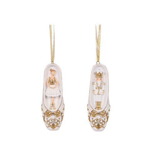 White & Gold Ballet Slippers HO