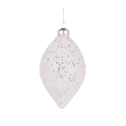 Textured Glitter Drop Bauble Clear