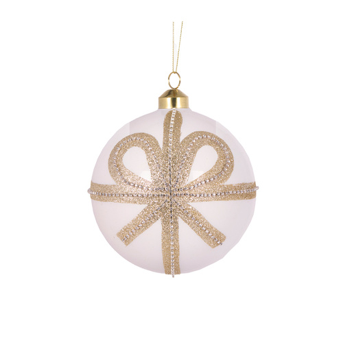 White & Champagne Bow Bauble