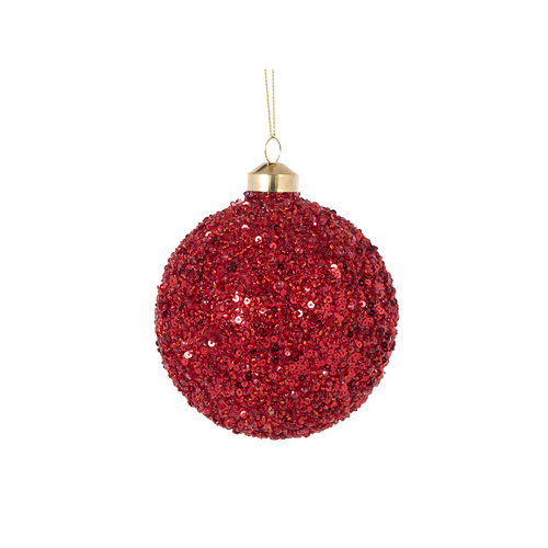 Ruby Textured Glitter Bauble