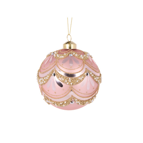 Pink Embellished Scallop Bauble