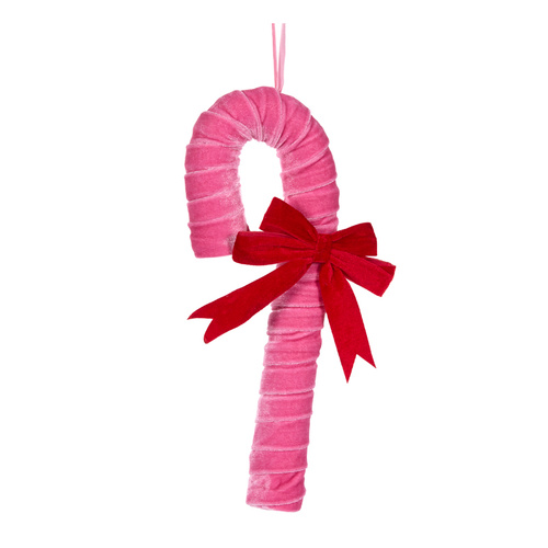 Pink Velvet Ribboned Candy Cane