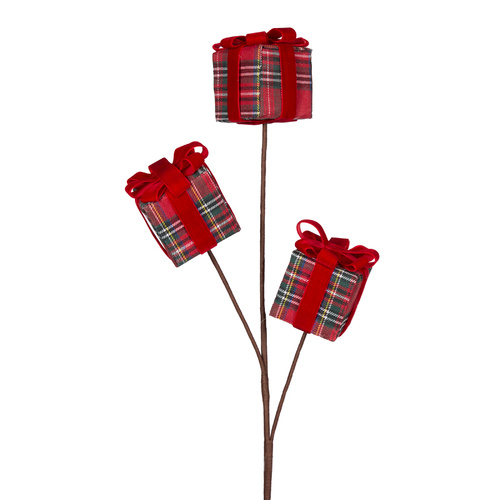 Tartan Poinsettia Spray