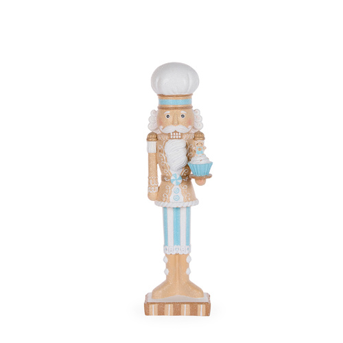 Blue Gingerbread Nutcracker w/ Cupcake