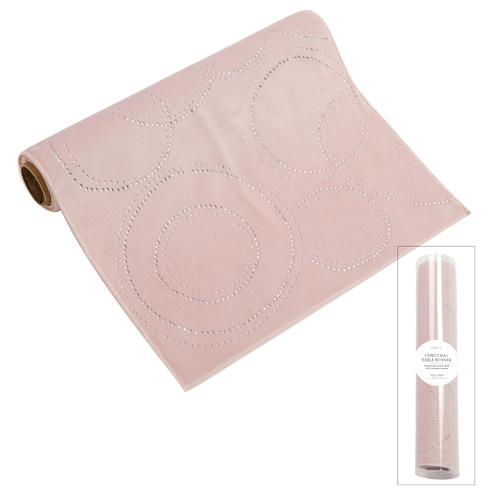 Pink Velvet Diamonte Table Runner